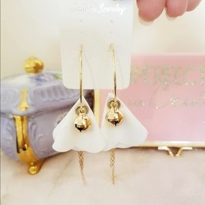 White flower/ with bells earrings
